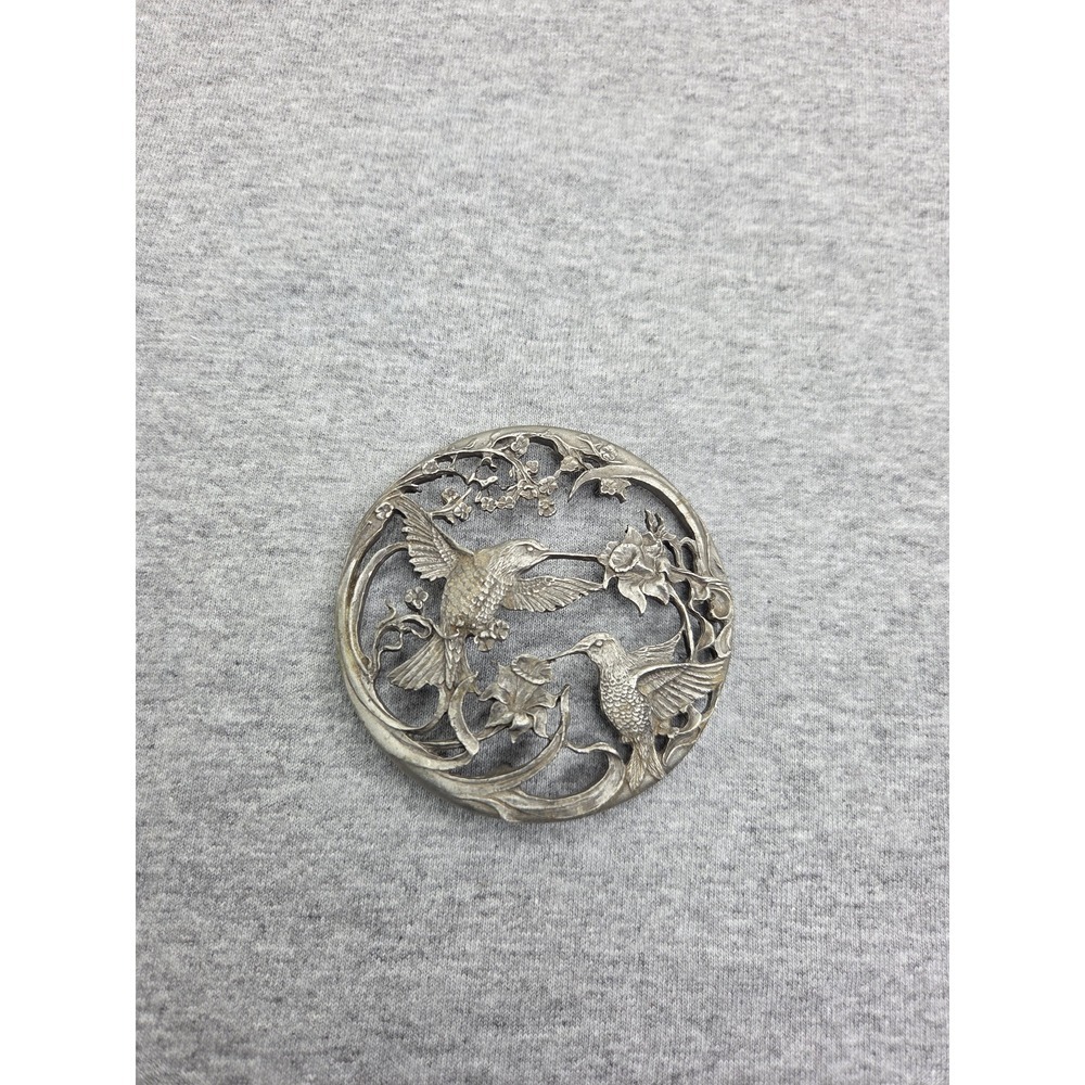 Vintage Rare 1989 Rawcliffe Pewter Hummingbird Filigree Jar Lid Potpourri Decor